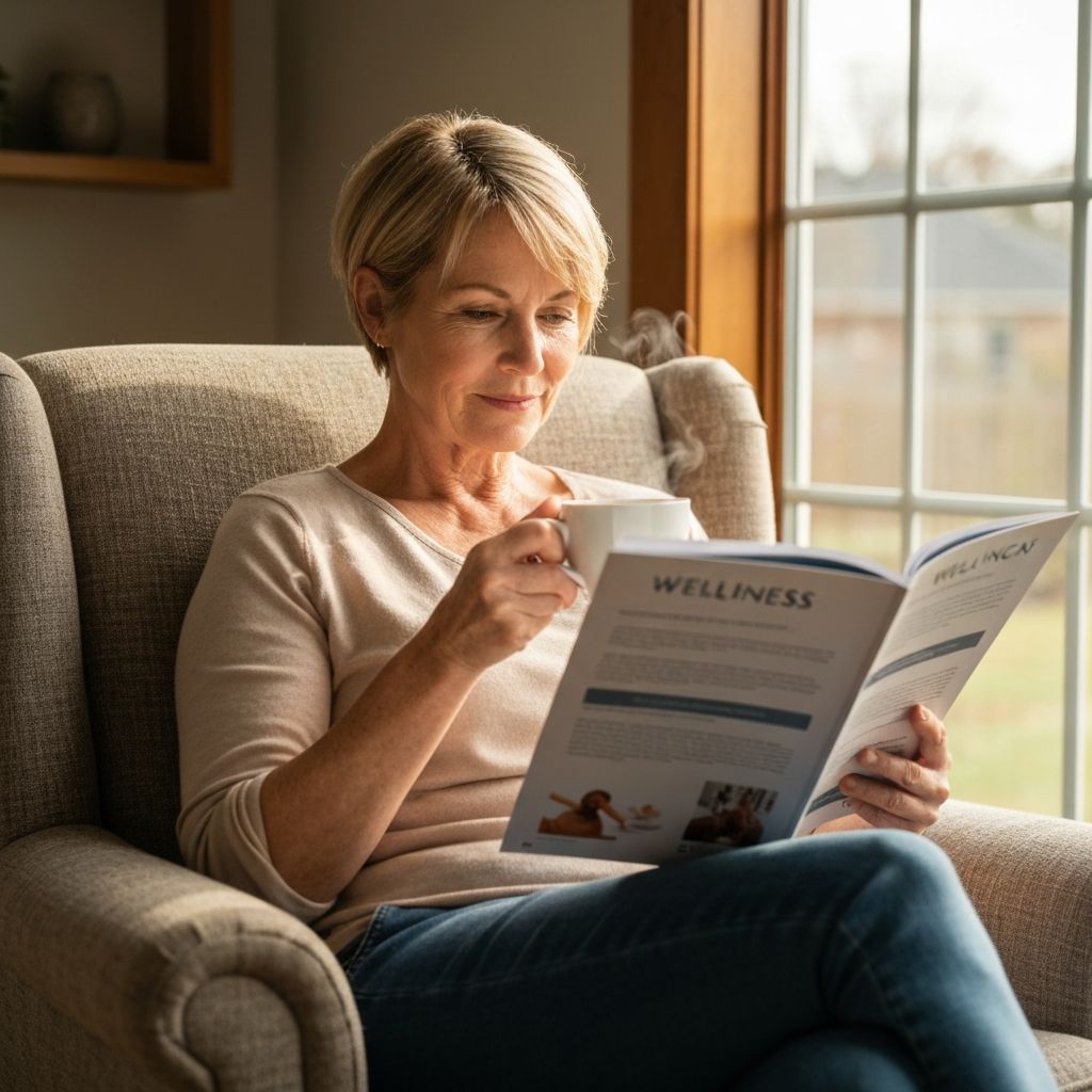 Person reading informational materials about wellness